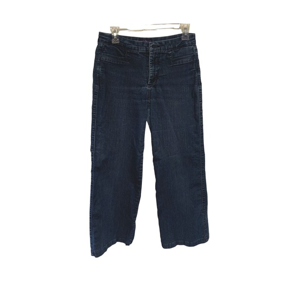 NYDJ Denim - NYDJ Trouser  Jeans Lift And Tuck Size 6 Dark Wash Wide Leg Flare Belt Loops